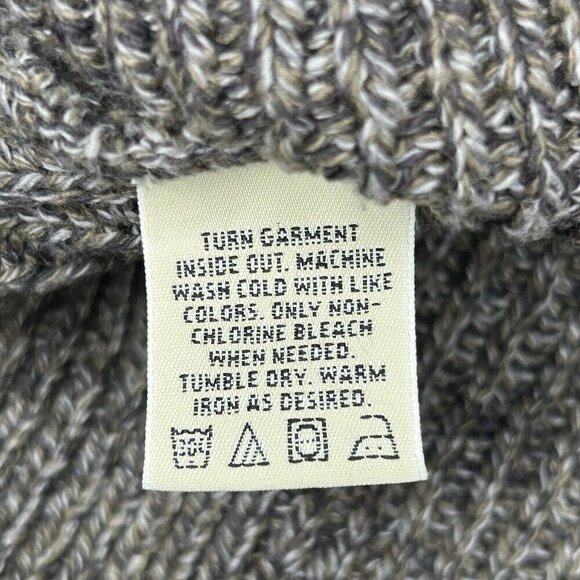 Eddie Bauer Sweater Mens Extra Large Gray Chunky Cable Knit Fisherman Henley XL - Picture 8 of 11
